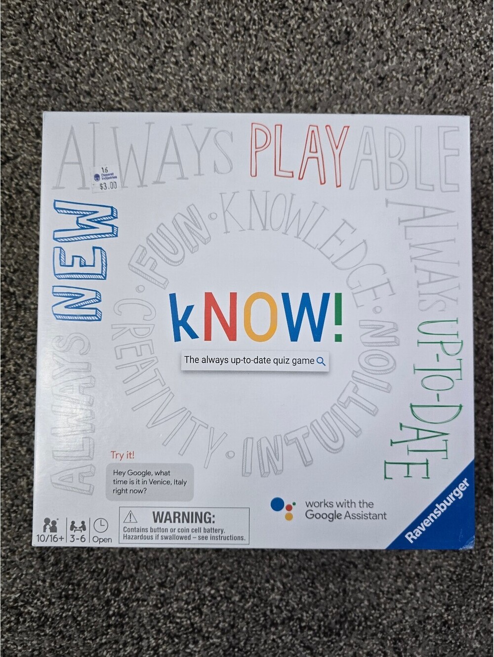 Ravensburger kNOW! Quiz Board Game Google Assistant Trivia Family Party Game